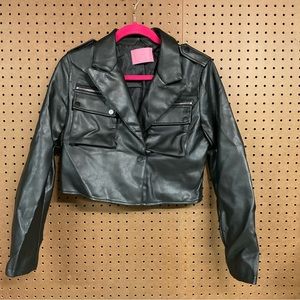 AZALEA WANG BLACK FAUX JACKET